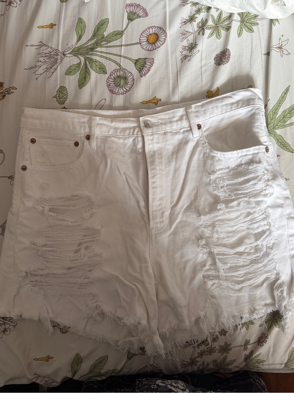 White Distressed Women’s Denim Shorts